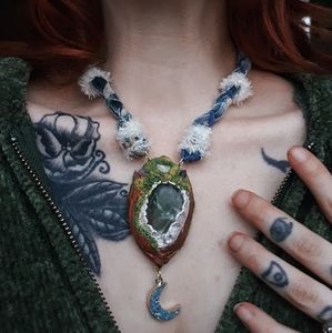 OOAK flourite and opal necklace